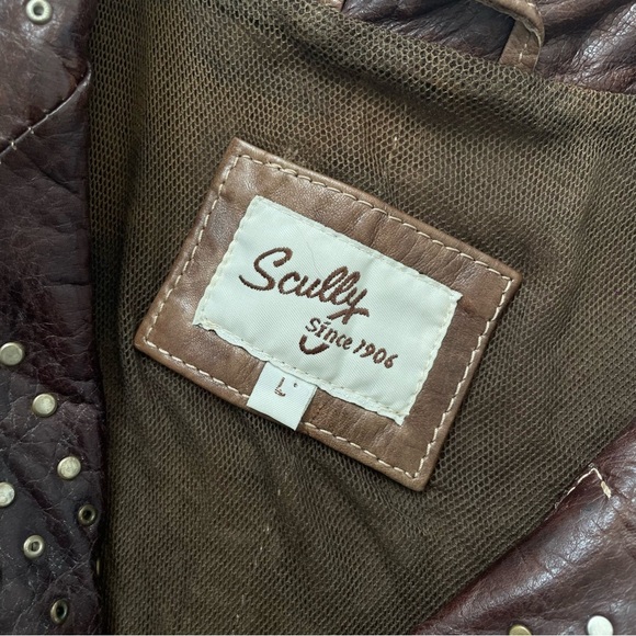 Vintage Scully Brown Leather Motorcycle Jacket with Studded Accents - Picture 8 of 12